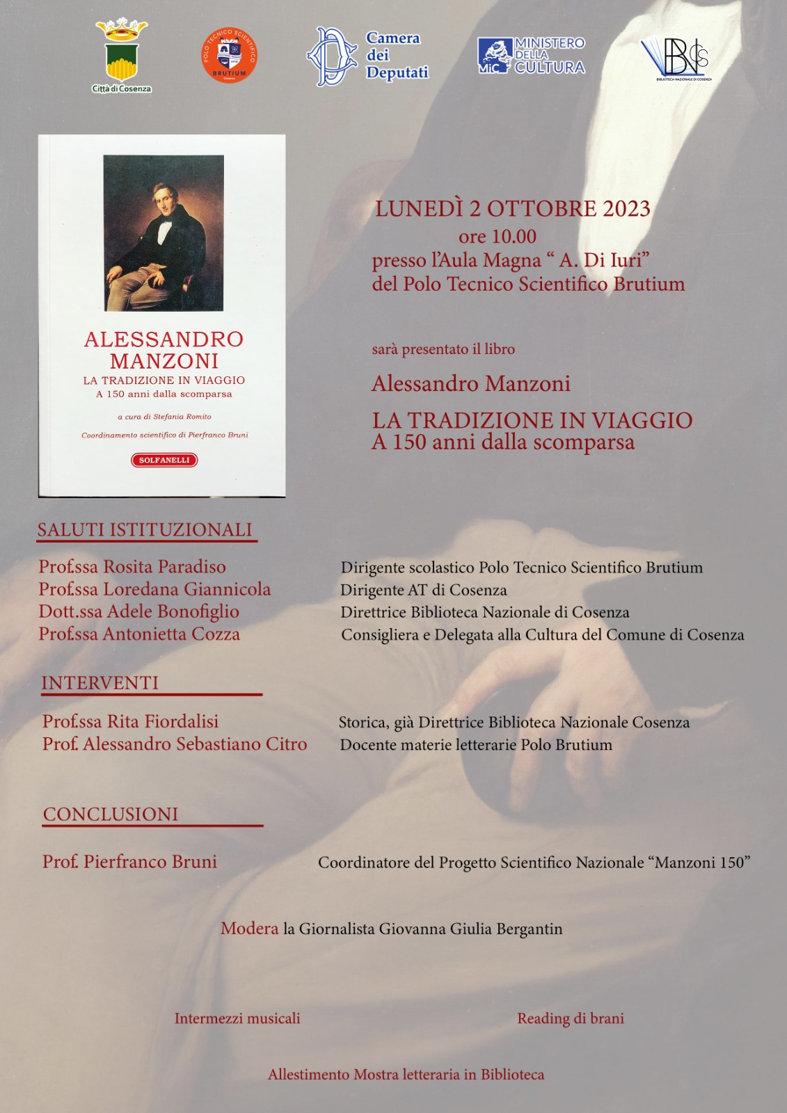 Cosenza celebra Alessandro Manzoni al Polo scolastico Brutium con un convegno sulla Tradizione in viaggio lunedì 2 Ottobre   Micol Bruni