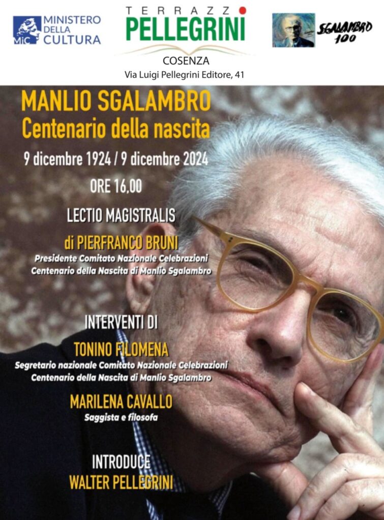 A Cosenza si celebra l’anniversario della nascita del filosofo Manlio Sgalambro con il Ministero della Cultura e e il Comitato Nazionale 