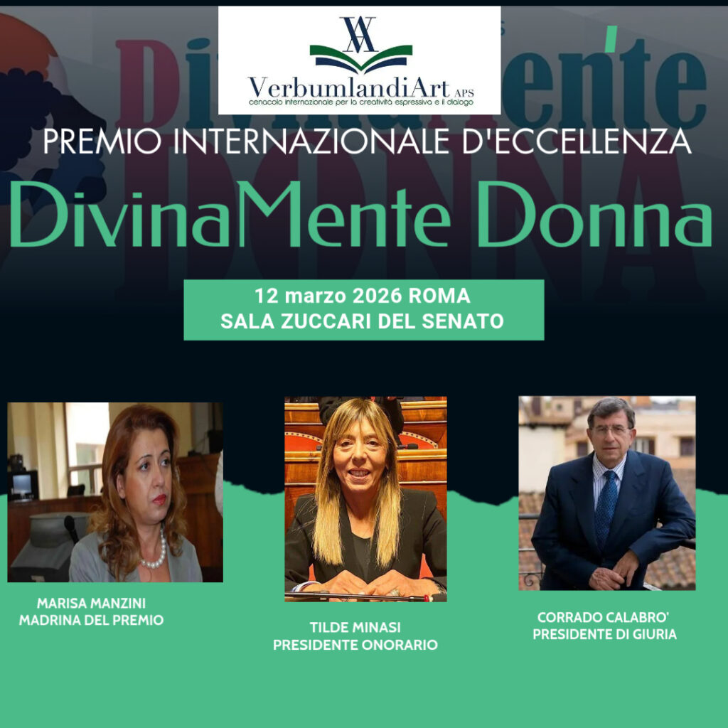 “DIVINAMENTE DONNA”, LE INSIGNITE SPECIALI E LA CLASSIFICA DEL PREMIO LETTERARIO – Cerimonia di premiazione giovedì 12 marzo 2026, ore 10, Sala Zuccari del Senato della Repubblica