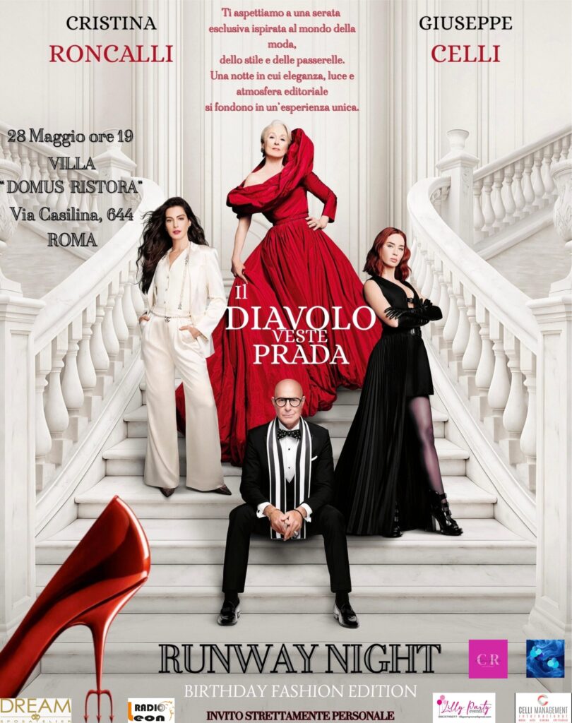 Cristina Roncalli e il manager Giuseppe Celli festeggiano il 28 maggio con un esclusivo evento ispirato a “Il diavolo veste Prada” in una villa da sogno a Roma