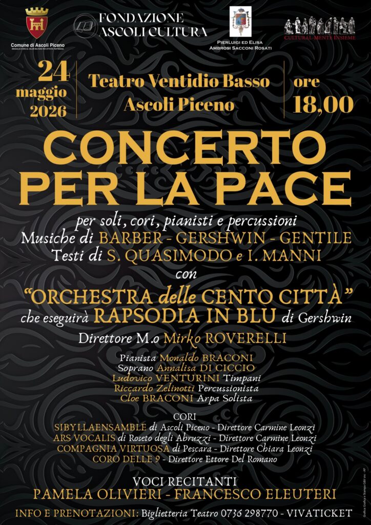 “Concerto per la Pace” al Teatro V. Basso di Ascoli Piceno