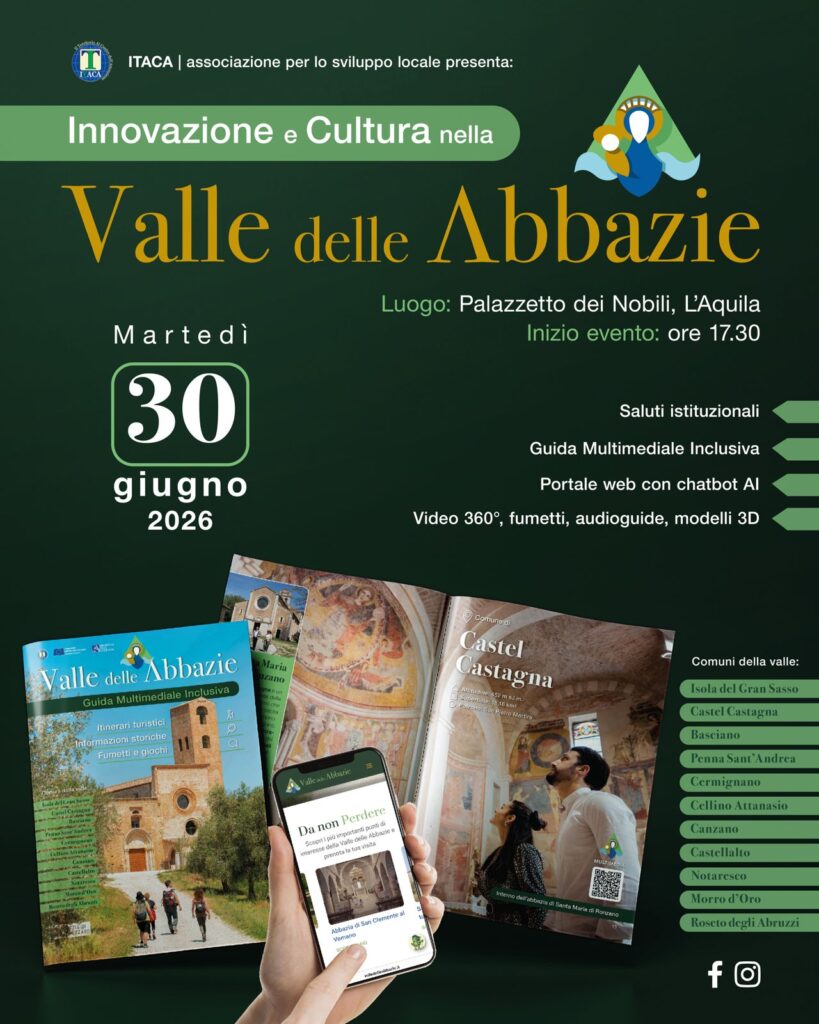 La Valle delle Abbazie arriva a L’Aquila: il 30 giugno la presentazione ufficiale della Guida Turistica Multimediale