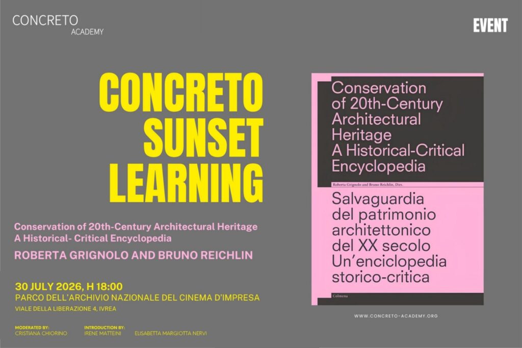 SAVE THE DATE Giovedì, 30 luglio 2026 | Ore 18:00 CONCRETO SUNSET LEARNING con Roberta Grignolo e Bruno Reichlin