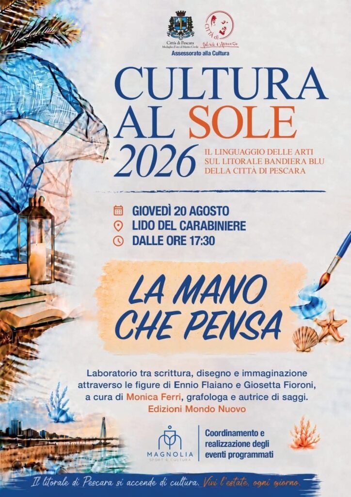 Comunicato stampa | “La mano che pensa” – laboratorio gratuito a Pescara, 20 agosto