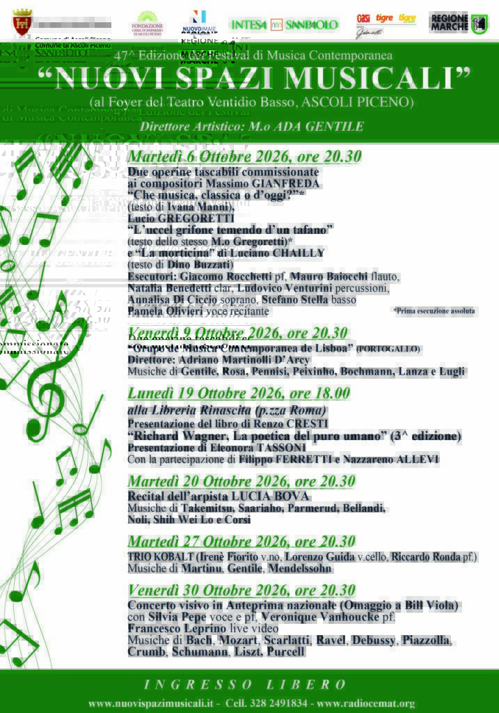 Ascoli Piceno, ottobre 2026, 47^ edizione del Festival