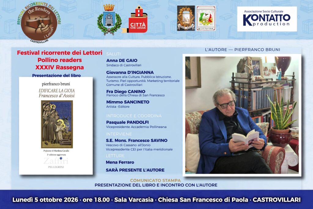 800 Francesco d’Assisi a Castrovillari con Pierfranco Bruni. Lunedì 5 Ottobre. 2026.