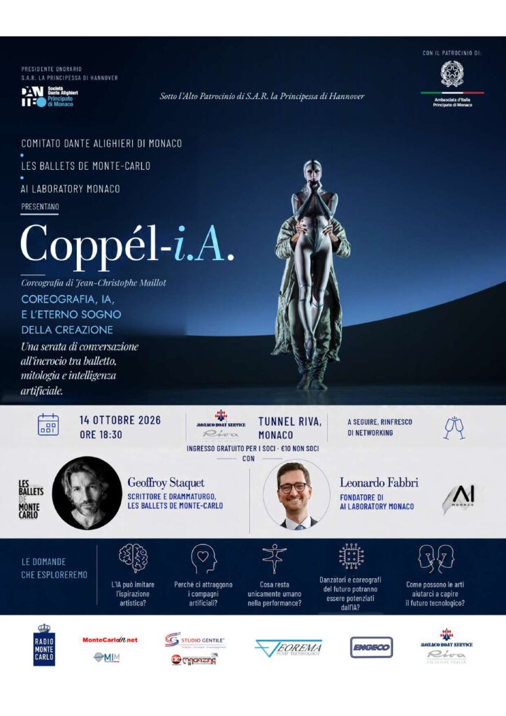 Coppél-i.A – I Ballets de Monte Carlo in dialogo con AI Monaco e il Comitato Dante Alighieri di Monaco