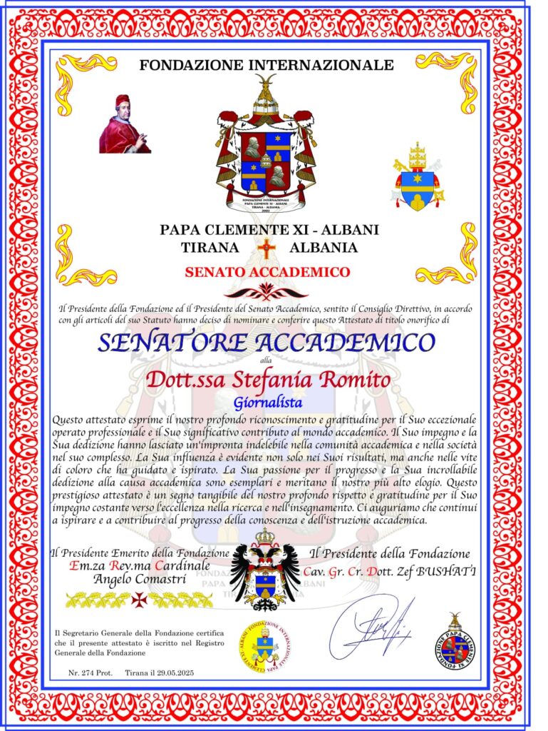  Prestigiosa onorificenza accademica conferita a Stefania Romito